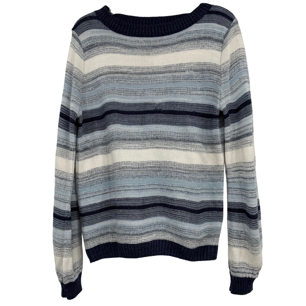 Soho Jeans Women's Striped Long Sleeve‎ Crewneck Knit Sweater Preppy Office Sz L